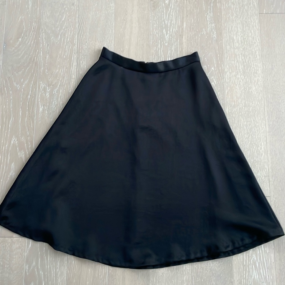 Ann Taylor midi black satin skirt